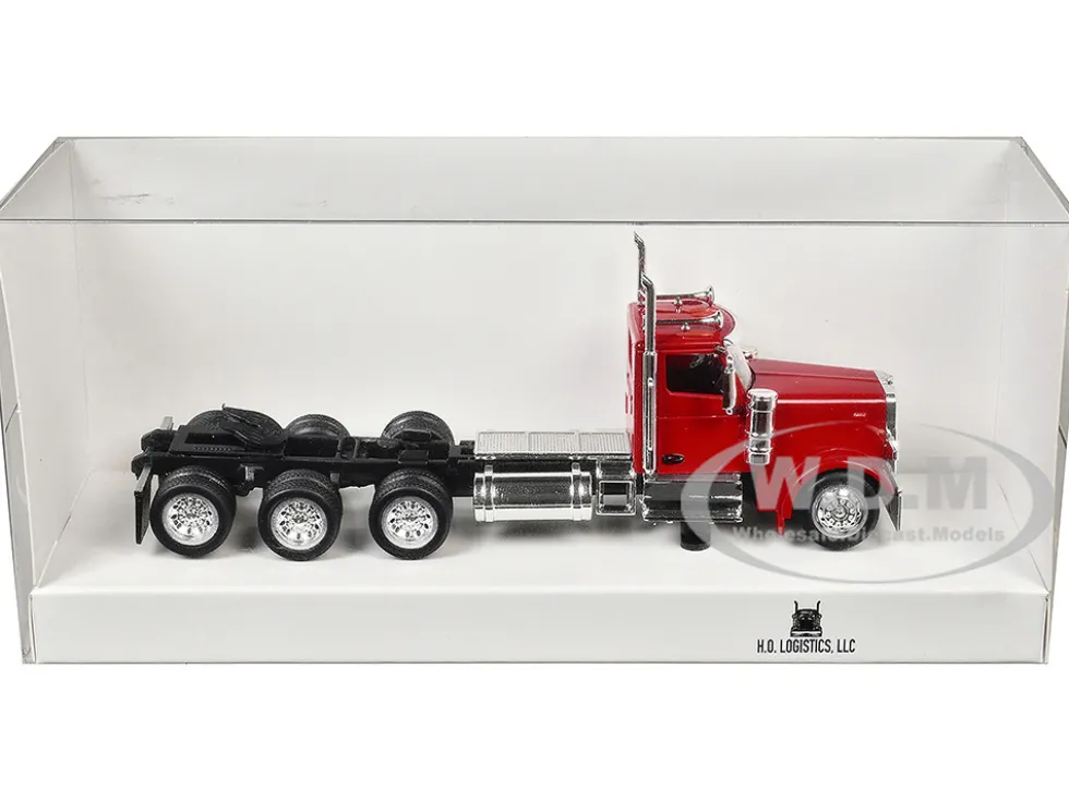 Peterbilt 589 3-Axel Day Cab Red 1/87 (HO) Plastic Model Car by HO Logistics