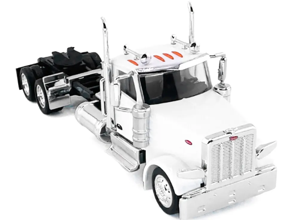 Peterbilt 589 2-Axel Day Cab White 1/87 (HO) Plastic Model Car by HO Logistics