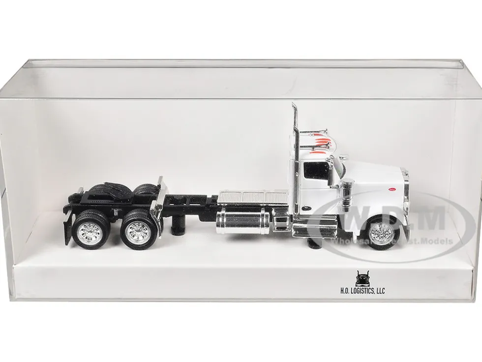 Peterbilt 589 2-Axel Day Cab White 1/87 (HO) Plastic Model Car by HO Logistics