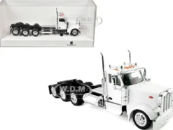 Peterbilt 589 3-Axel Day Cab White 1/87 (HO) Plastic Model Car by HO Logistics