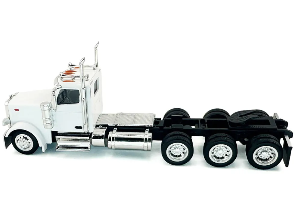 Peterbilt 589 3-Axel Day Cab White 1/87 (HO) Plastic Model Car by HO Logistics