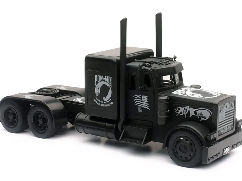 Peterbilt Custom Truck Black Out "POW-MIA You Are Not Forgotten" 1/32 Diecast Model by New Ray