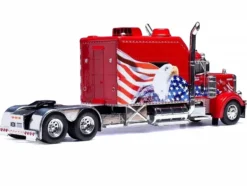 2002 Peterbilt 379 Custom Truck Tractor Red with Patriotic Graphics 1/64 Diecast Model by IXO Models