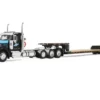 Peterbilt 589 Day Cab and Fontaine Renegade LXT40 Lowboy Trailer with Fliptail "Cappello Heavy Transport" Black with Light Blue Hood 1/64 Diecast Model by DCP/First Gear