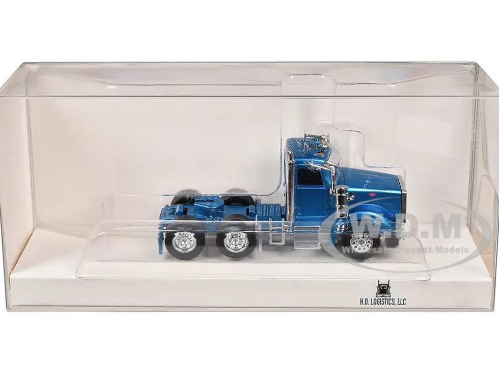 Peterbilt 367 Day Cab Blue Metallic 1/87 (HO) Plastic Model Car by HO Logistics
