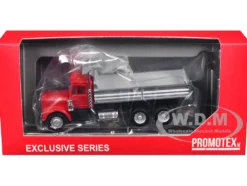 Peterbilt Dump Truck with Red Cab 1/87 (HO) Plastic Model Car by Promotex