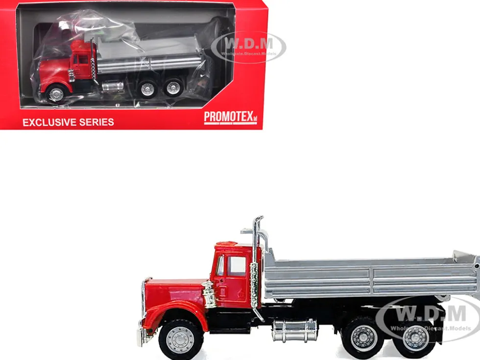 Peterbilt Dump Truck with Red Cab 1/87 (HO) Plastic Model Car by Promotex