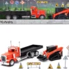Peterbilt 379 Flatbed Truck Orange and Kubota SVL 95 2S Track Loader with Street Signs 1/32 Diecast Models New Ray SS-34023
