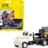 Peterbilt 367 Flatbed Truck White John Deere 320E Skid Steer Loader 1/64 Diecast Models ERTL TOMY 45474