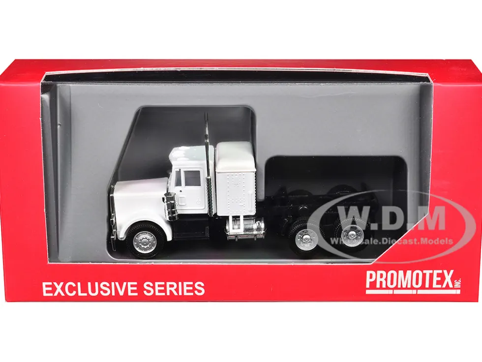 Peterbilt Long Tractor White 1/87 (HO) Plastic Model Car by Promotex