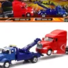 Peterbilt Model 335 Tow Truck Blue and Peterbilt Model 387 Cab Red 1/43 New Ray SS-15053