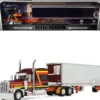 Peterbilt 389 Pride-N-Class with 70" Mid-Roof Sleeper and 53' Utility Trailer with Reefer "Hurricane Express" Brown with Stripes "Big Rigs" Series II #4 1/64 Diecast Model by DCP/First Gear