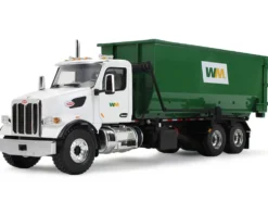 Peterbilt 567 Refuse Garbage Truck with 40 Yard Roll-Off Container "Waste Management" White and Green 1/34 Diecast Model by First Gear