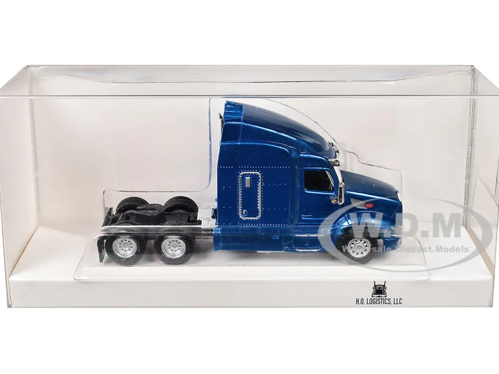 Peterbilt 579 Sleeper Cab Blue Metallic 1/87 (HO) Plastic Model Car by HO Logistics