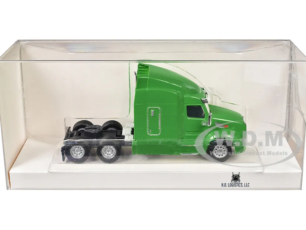 Peterbilt 579 Sleeper Cab Lime Green 1/87 (HO) Plastic Model Car by HO Logistics