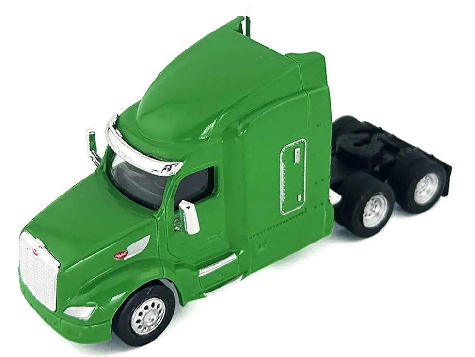 Peterbilt 579 Sleeper Cab Lime Green 1/87 (HO) Plastic Model Car by HO Logistics