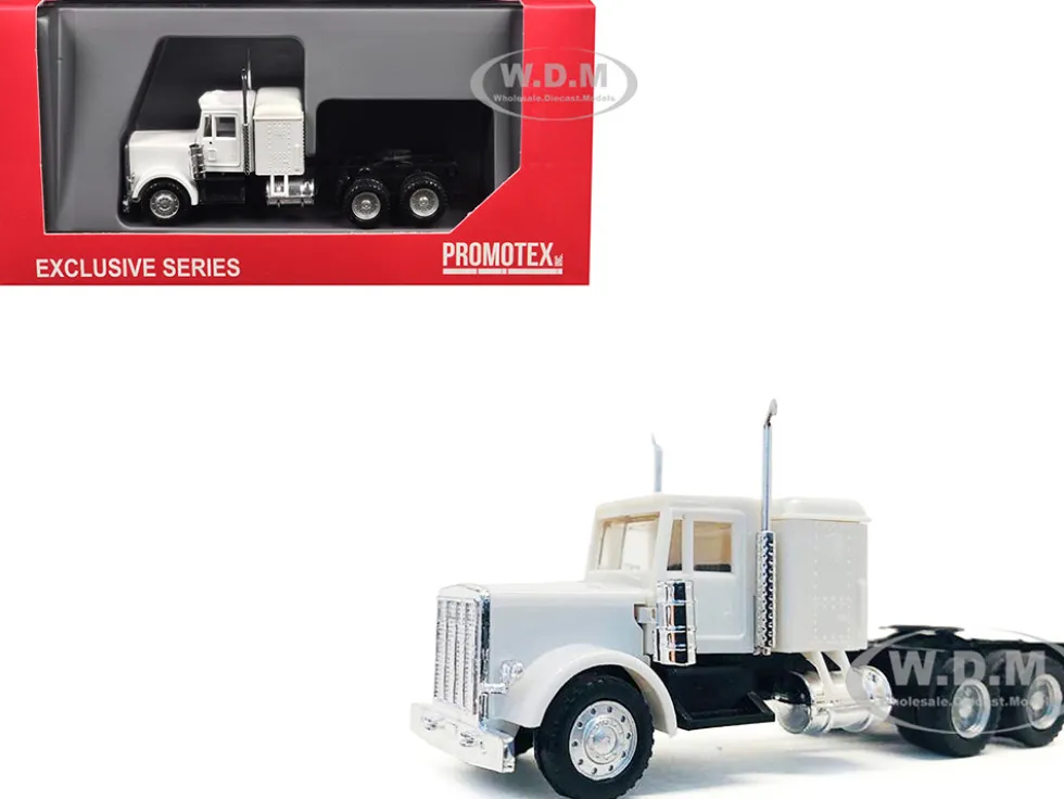 Peterbilt Sleeper Cab White 1/87 (HO) Plastic Model Car by Promotex