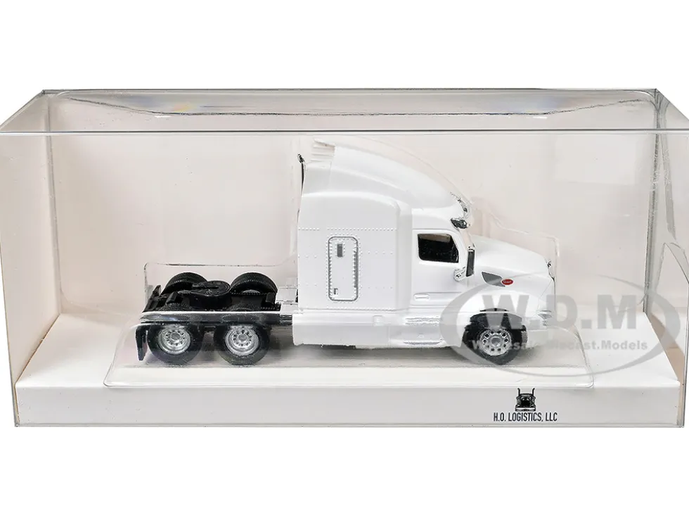 Peterbilt 579 Sleeper Cab White 1/87 (HO) Plastic Model Car by HO Logistics
