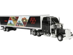 Peterbilt 379 Sleeper Cab with Trailer "Massey Ferguson - Born to Farm" Black 1/64 Diecast Model by SpecCast