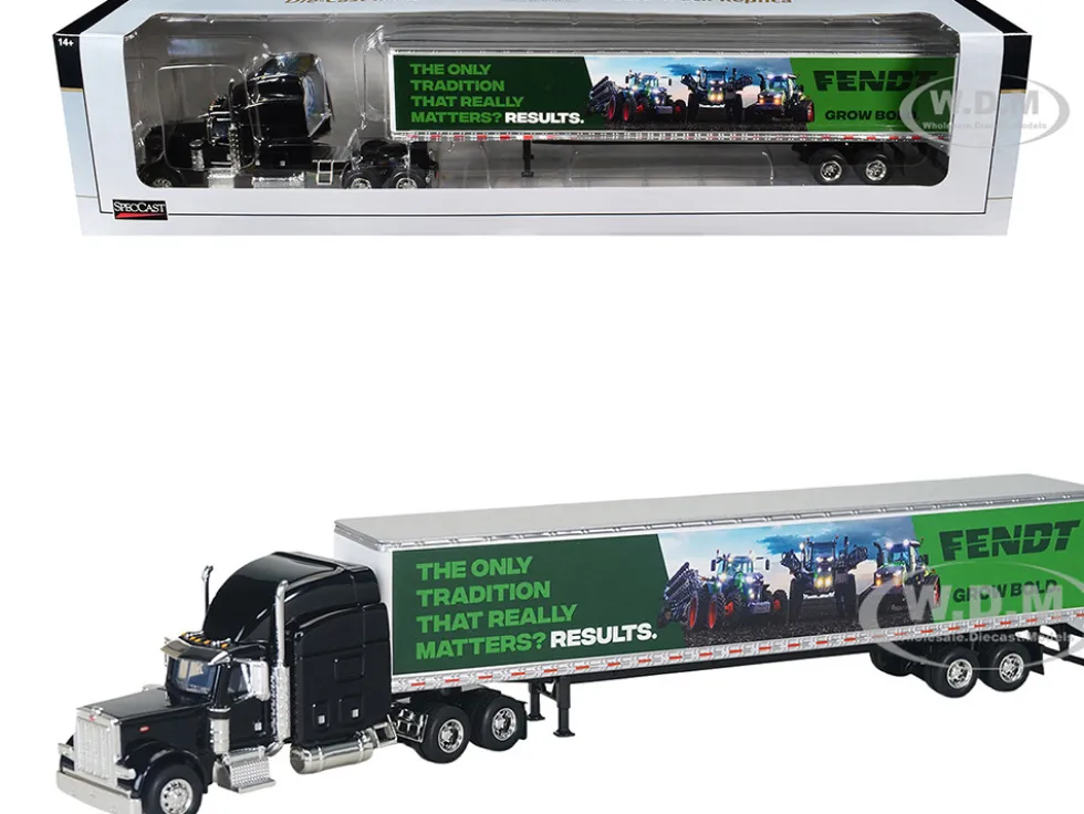 Peterbilt 379 Sleeper Cab with Trailer "Fendt Grow Bold" Black 1/64 Diecast Model by SpecCast