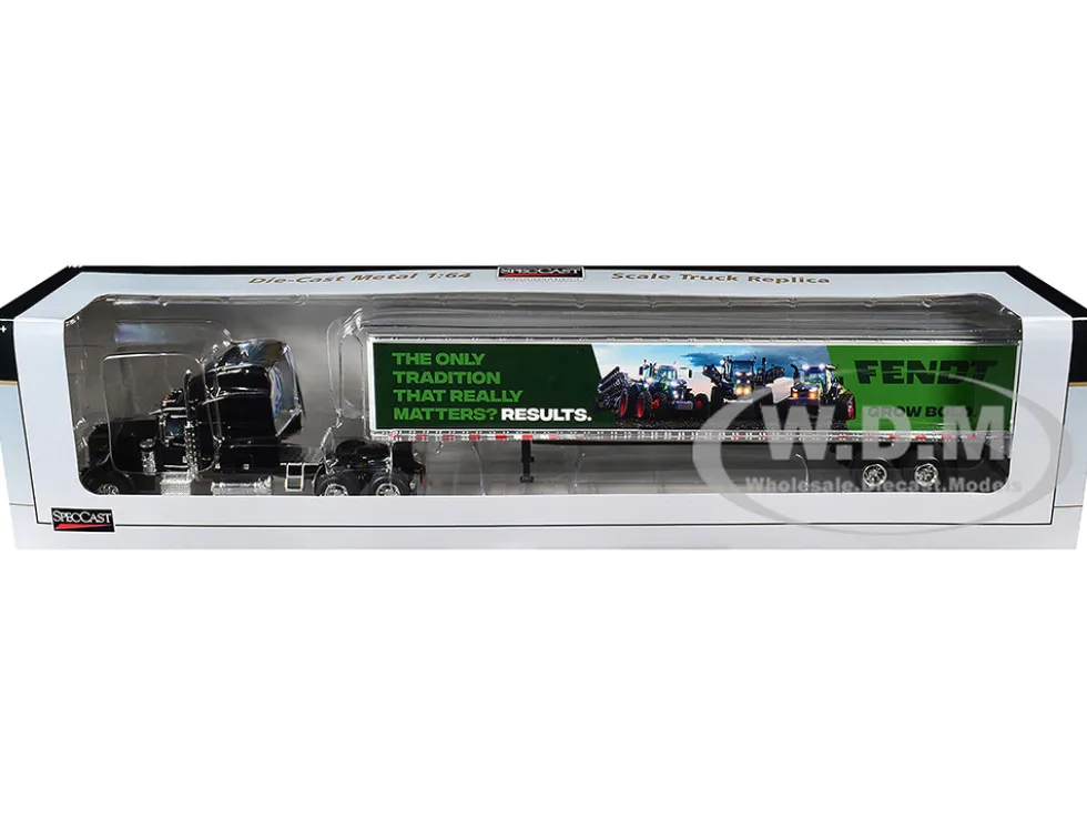 Peterbilt 379 Sleeper Cab with Trailer "Fendt Grow Bold" Black 1/64 Diecast Model by SpecCast