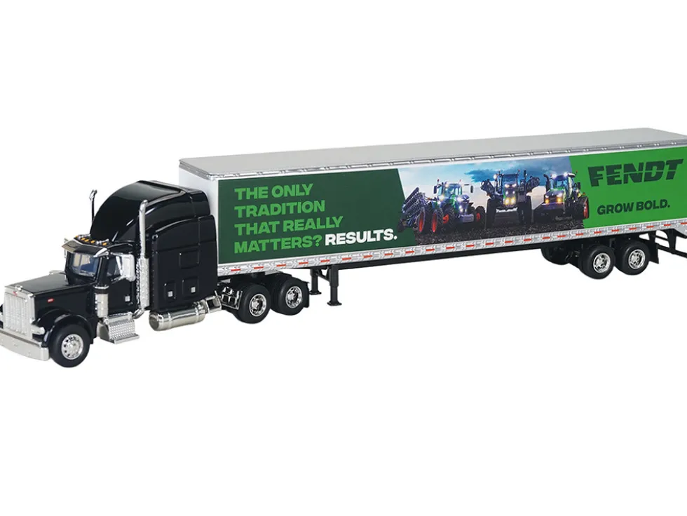 Peterbilt 379 Sleeper Cab with Trailer "Fendt Grow Bold" Black 1/64 Diecast Model by SpecCast