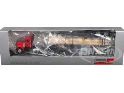 Peterbilt Super B Log Truck and Trailer Red with Log Accessories 1/87 (HO) Plastic Model Car by Promotex