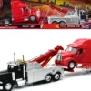 Peterbilt 379 Tow Truck Black with Peterbilt 387 Truck Tractor Red Set of 2 pieces 1/32 Diecast Model New Ray SS-12053A