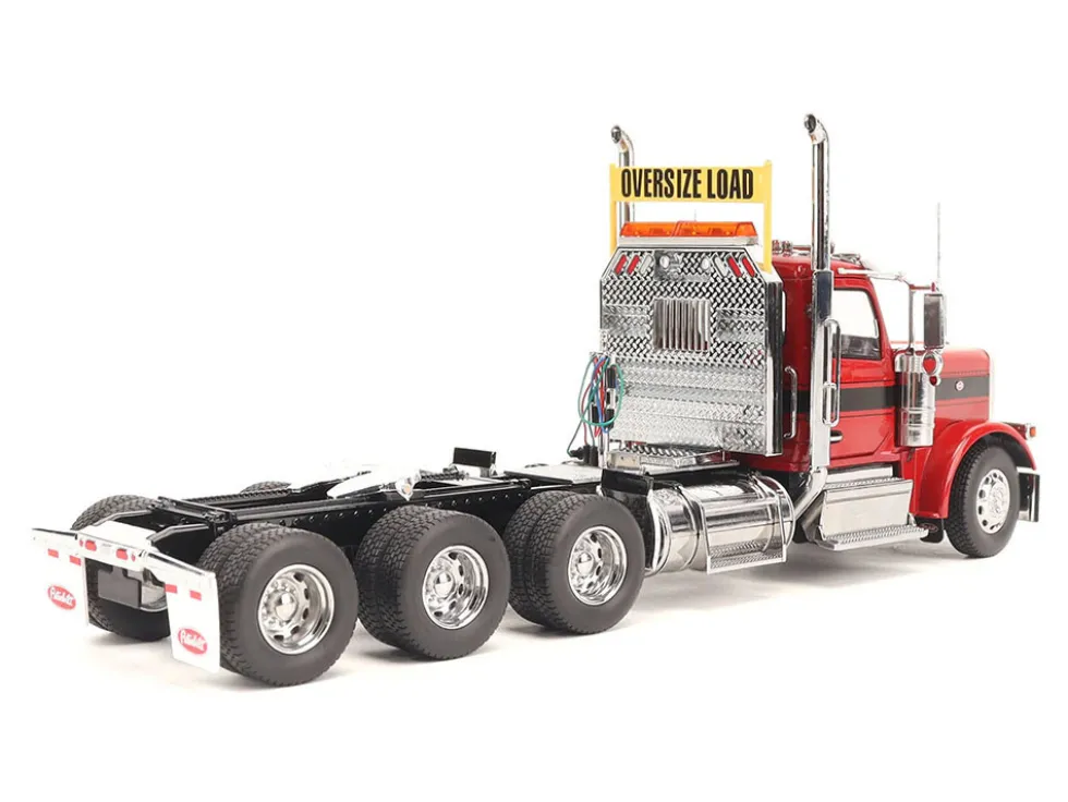 Peterbilt 589 Tridem-Axle Truck Tractor with Day Cab Legendary Red "Transport Series" 1/32 Diecast Model by Diecast Masters