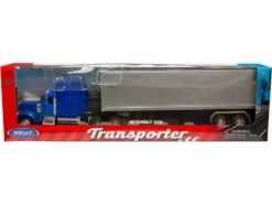 Peterbilt 379 Truck Blue Metallic with Silver Container "Transporter" Series 1/32 Diecast Model by Welly