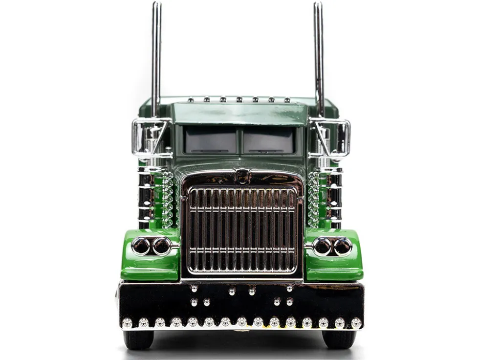 1992 Peterbilt 379 Truck Tractor Green Two Tone and Purple The Incredible Hulk Marvel Avengers Series Diecast Model Jada 35179