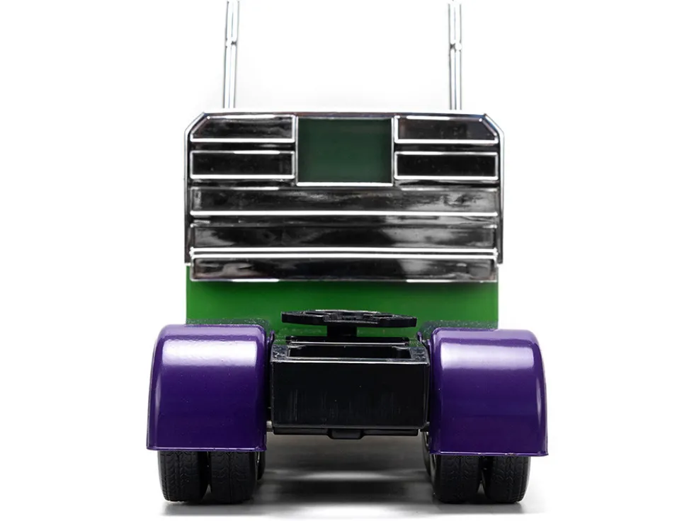 1992 Peterbilt 379 Truck Tractor Green Two Tone and Purple The Incredible Hulk Marvel Avengers Series Diecast Model Jada 35179