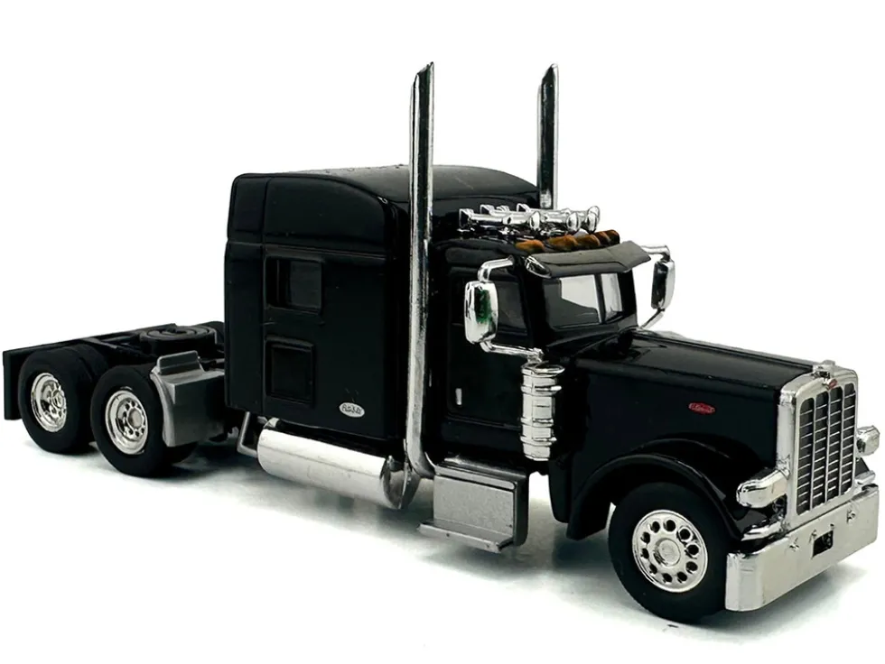 Peterbilt 389 Truck Tractor with Sleeper Cab Black 1/87 (HO) Plastic Model Car by HO Logistics
