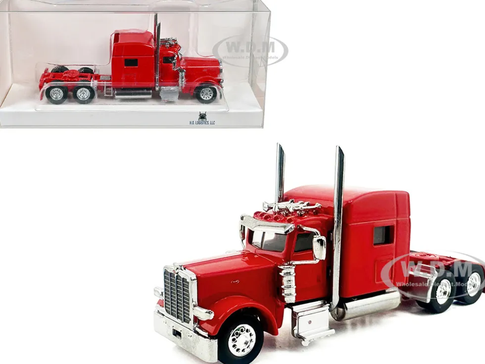 Peterbilt 389 Truck Tractor with Sleeper Cab Red 1/87 (HO) Plastic Model Car by HO Logistics