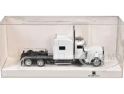 Peterbilt 389 Truck Tractor with Sleeper Cab White 1/87 (HO) Plastic Model Car by HO Logistics