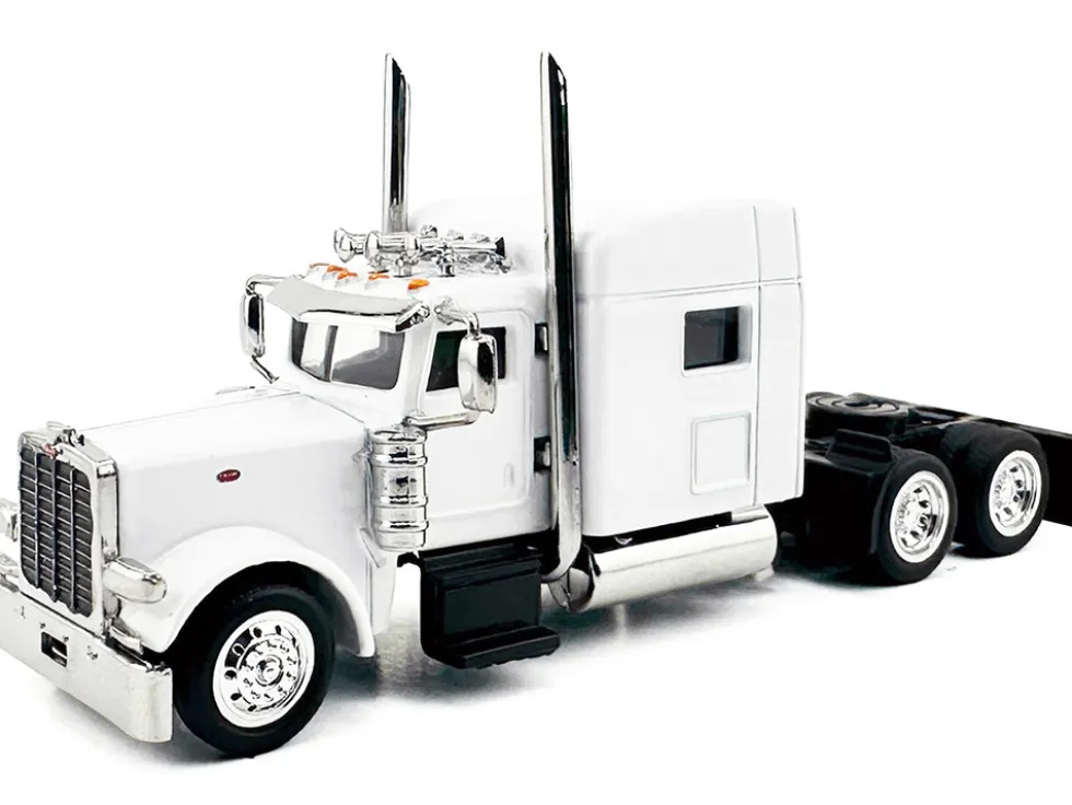 Peterbilt 389 Truck Tractor with Sleeper Cab White 1/87 (HO) Plastic Model Car by HO Logistics