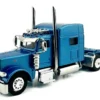 Peterbilt 389 Truck Tractor with Sleeper Cab Blue Metallic 1/87 (HO) Plastic Model Car by HO Logistics