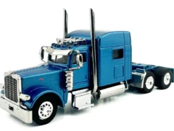 Peterbilt 389 Truck Tractor with Sleeper Cab Blue Metallic 1/87 (HO) Plastic Model Car by HO Logistics