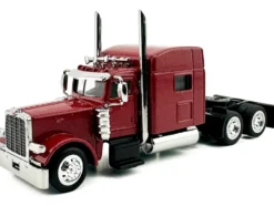 Peterbilt 389 Truck Tractor with Sleeper Cab Red Metallic 1/87 (HO) Plastic Model Car by HO Logistics