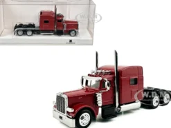 Peterbilt 389 Truck Tractor with Sleeper Cab Red Metallic 1/87 (HO) Plastic Model Car by HO Logistics