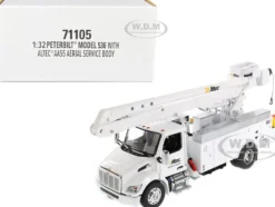 Peterbilt 536 Truck with Altec AA55 Aerial Service Body White Transport Series 1/32 Diecast Model Diecast Masters 71105