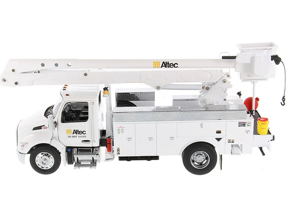 Peterbilt 536 Truck with Altec AA55 Aerial Service Body White Transport Series 1/32 Diecast Model Diecast Masters 71105