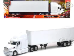 Peterbilt 387 Truck with Dry Goods Trailer White Long Haul Truckers Series 1/32 Diecast Model New Ray SS-12343G