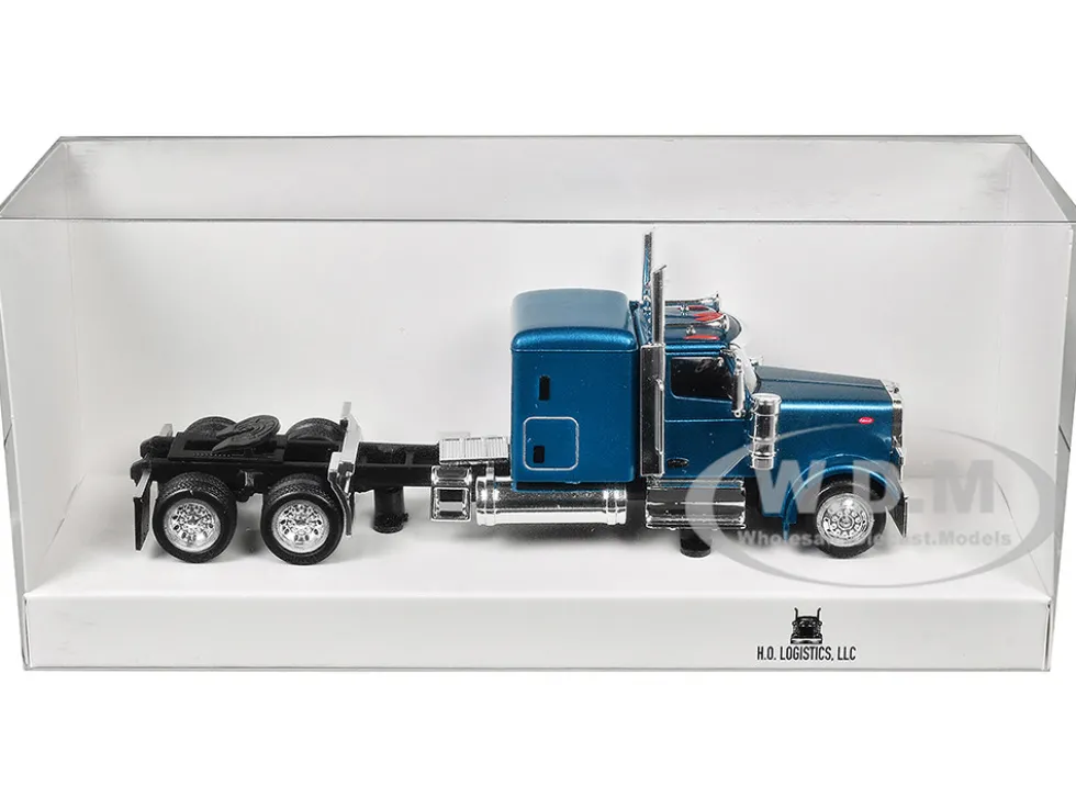 Peterbilt 589 Truck with 72 Inch Sleeper Blue Metallic 1/87 (HO) Plastic Model Car by HO Logistics