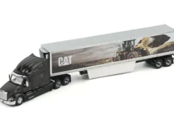 Peterbilt 579 UltraLoft Truck Tractor Black Metallic with "CAT Caterpillar" Mural Trailer "Transport Series" 1/50 Diecast Model by Diecast Masters
