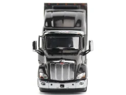 Peterbilt 579 UltraLoft Truck Tractor Black Metallic with "CAT Caterpillar" Mural Trailer "Transport Series" 1/50 Diecast Model by Diecast Masters