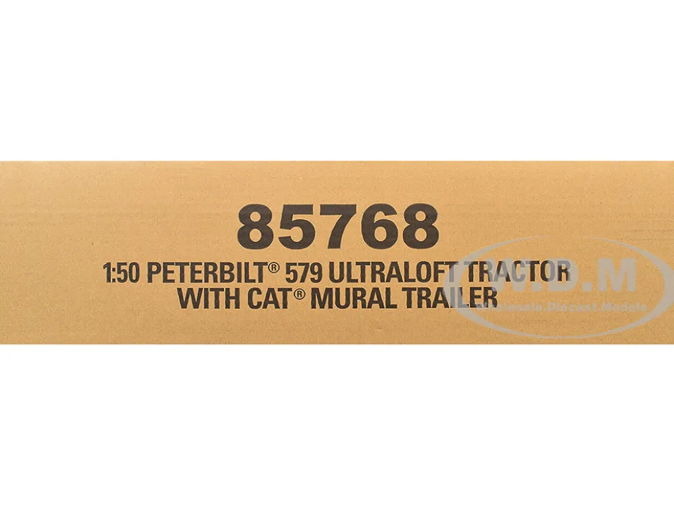 Peterbilt 579 UltraLoft Truck Tractor Black Metallic with "CAT Caterpillar" Mural Trailer "Transport Series" 1/50 Diecast Model by Diecast Masters
