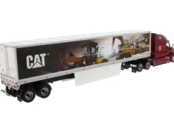 Peterbilt 579 UltraLoft Truck Tractor Red CAT Caterpillar Mural Dry Van Trailer Transport Series 1/50 Diecast Model Diecast Masters 85665