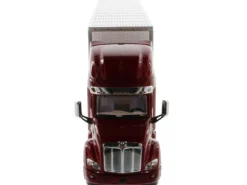 Peterbilt 579 UltraLoft Truck Tractor Red CAT Caterpillar Mural Dry Van Trailer Transport Series 1/50 Diecast Model Diecast Masters 85665