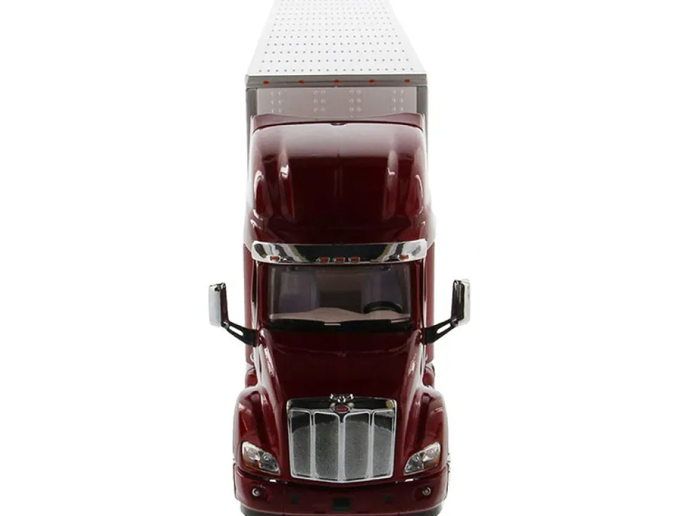 Peterbilt 579 UltraLoft Truck Tractor Red CAT Caterpillar Mural Dry Van Trailer Transport Series 1/50 Diecast Model Diecast Masters 85665